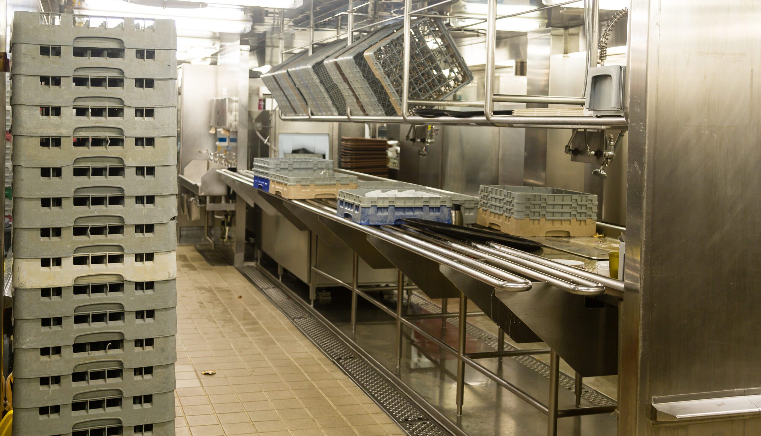 Dishwashing Area of Commercial Kitchen Dishwashing Area of Commercial Kitchen